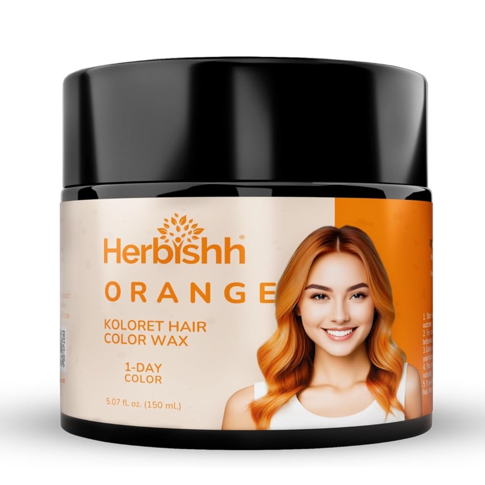 Herbishh Koloret Temporary Hair Color Wax, Orange Hair Dye, Washable